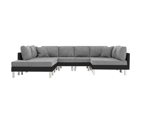 vidaXL Модулен диван, изкуствена кожа, черен