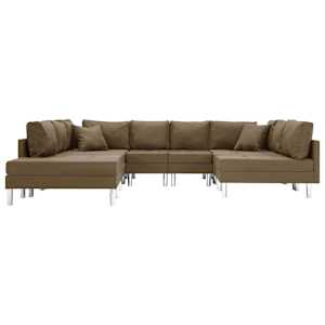 vidaXL Modulinė sofa, rudos spalvos, audinys