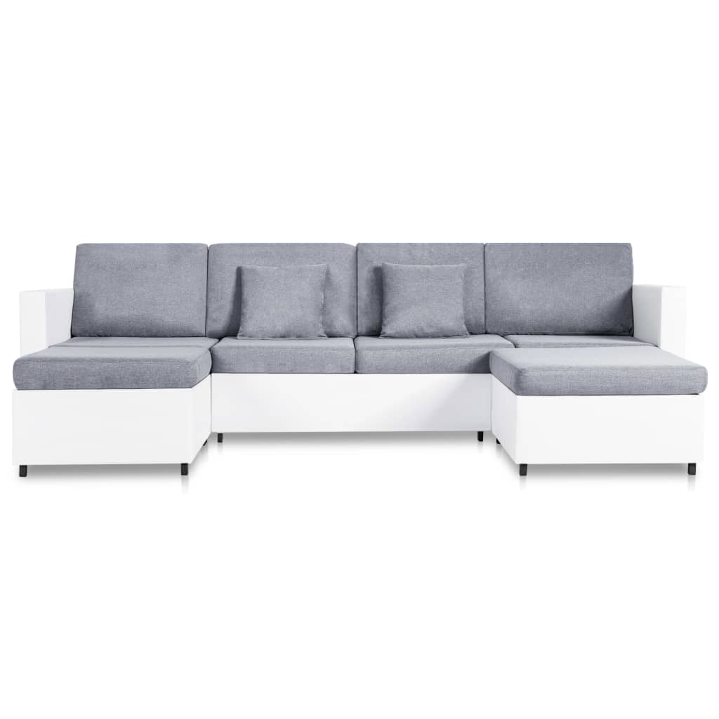 vidaXL četrvietīgs izvelkams dīvāns, balta mākslīgā āda