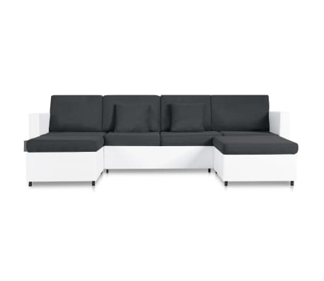 vidaXL I&scaron;traukiama sofa-lova, baltos spalvos, dirbtinė oda, keturvietė