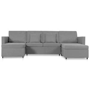 vidaXL 4-Seater Pull-out Sofa Bed Fabric Light Grey