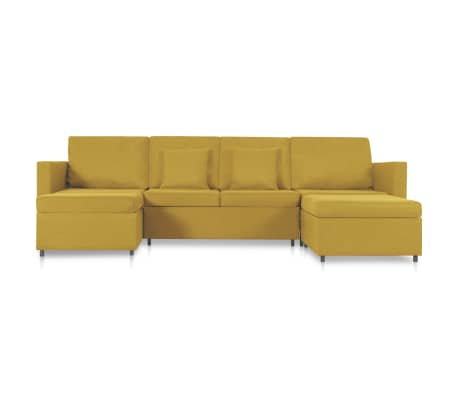 vidaXL sárga szövetkárpitozású négyszemélyes kihúzható kanapéágy