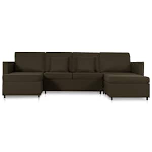 vidaXL Ištraukiama sofa-lova, taupe spalvos, audinys, keturvietė