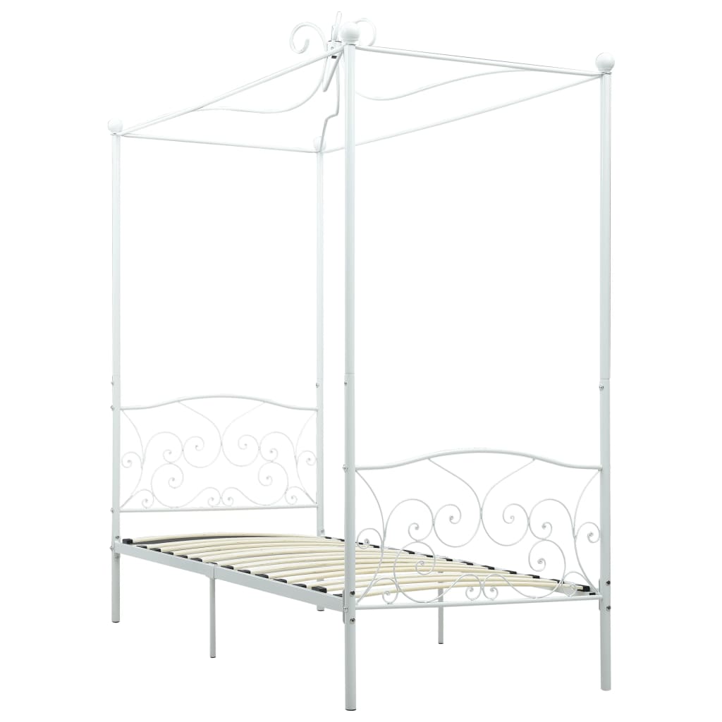 vidaXL fehér fém baldachinos ágykeret 90 x 200 cm