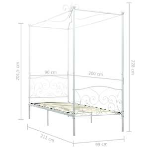 Rám postele s nebesy bílý kovový 90 x 200 cm - obrázek 5