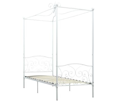 vidaXL Canopy Bed Frame without Mattress White Metal 100x200 cm