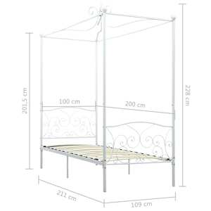 Rám postele s nebesy bílý kovový 100 x 200 cm - obrázek 5