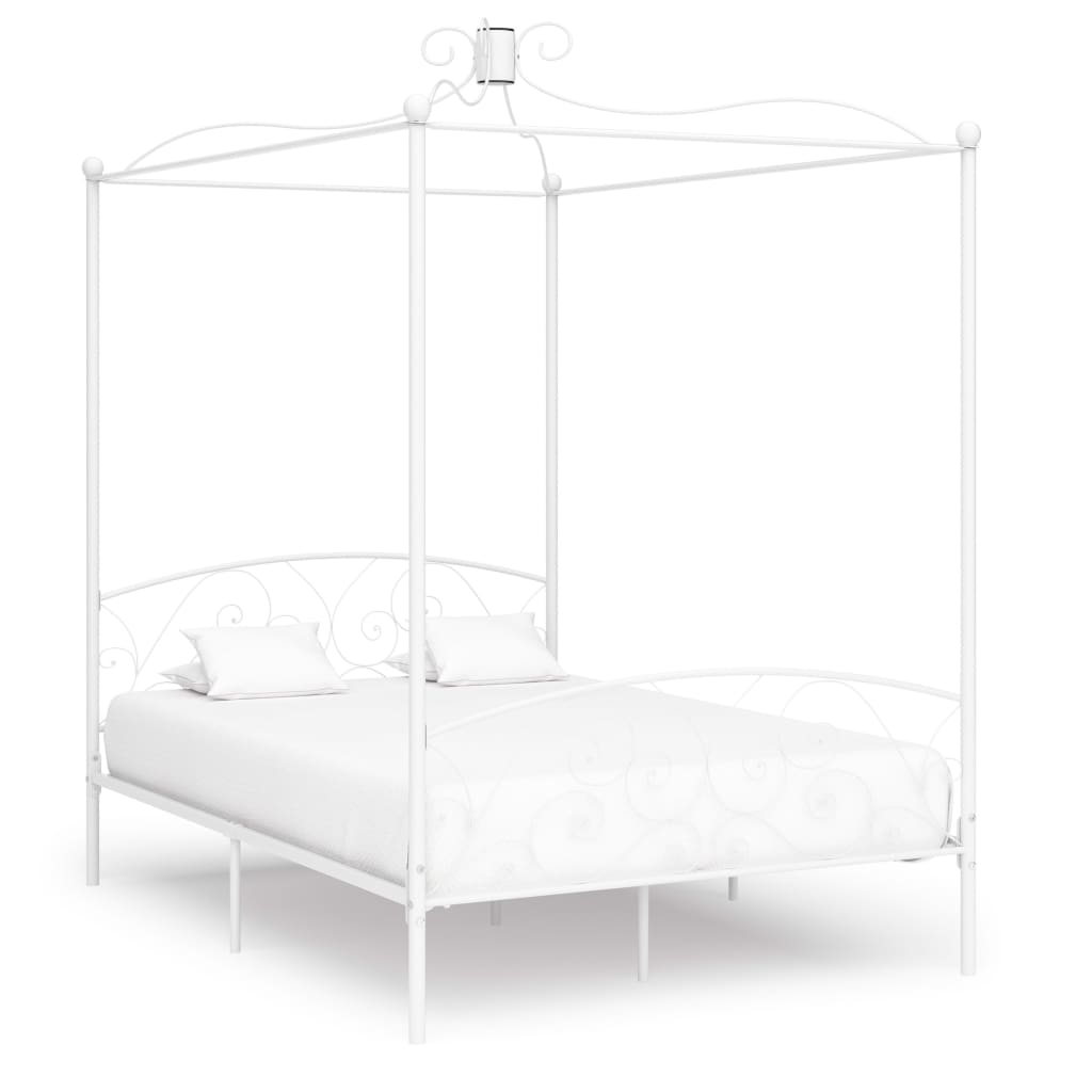 Himmelbett-Gestell Weiß Metall 120 x 200 cm