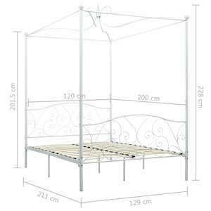 Rám postele s nebesy bílý kovový 120 x 200 cm - obrázek 5
