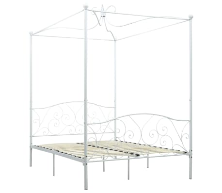 vidaXL Himmelbett-Gestell Wei&szlig; Metall 140 x 200 cm