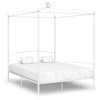 vidaXL baldahhiiniga voodiraam, valge, metall, 160 x 200 cm