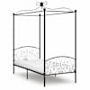 vidaXL baldahhiiniga voodiraam, must, metall, 90 x 200 cm