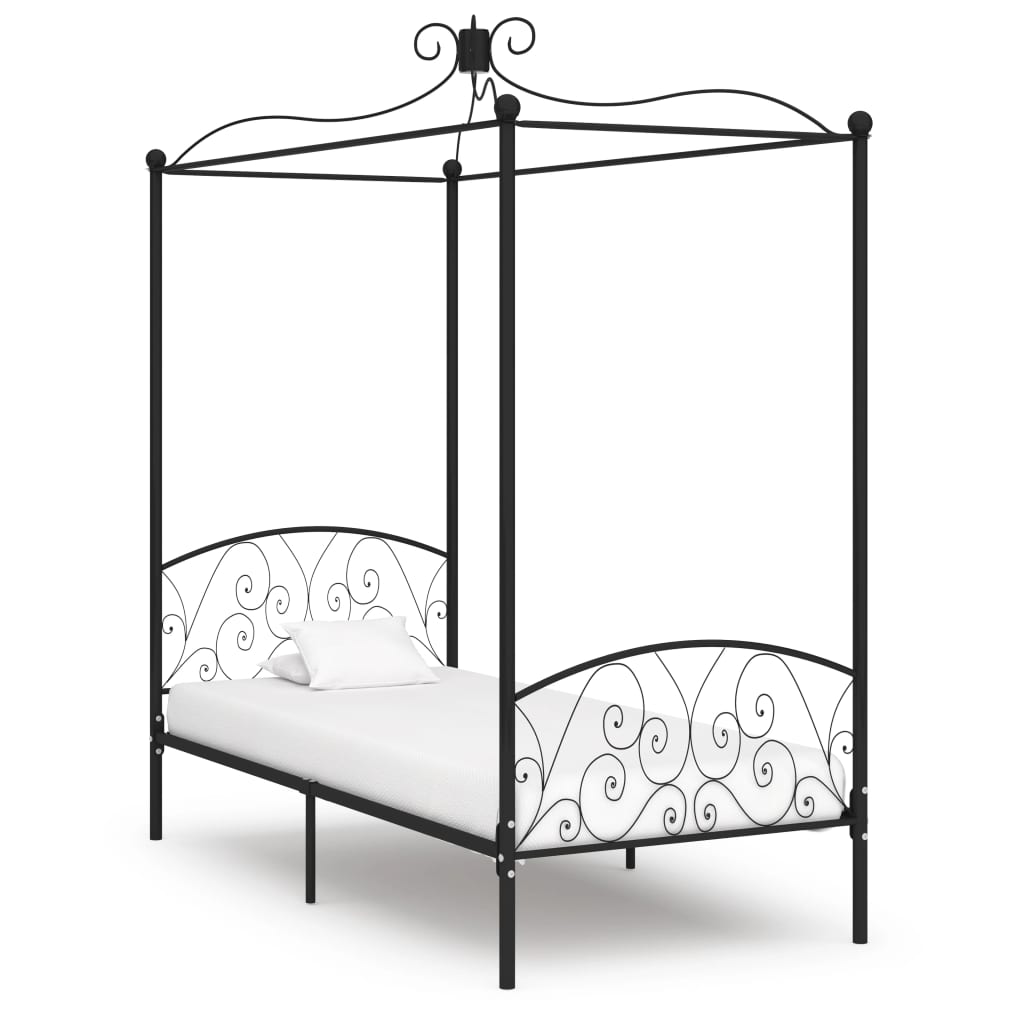 vidaXL sengestel til himmelseng 90 x 200 cm metal sort
