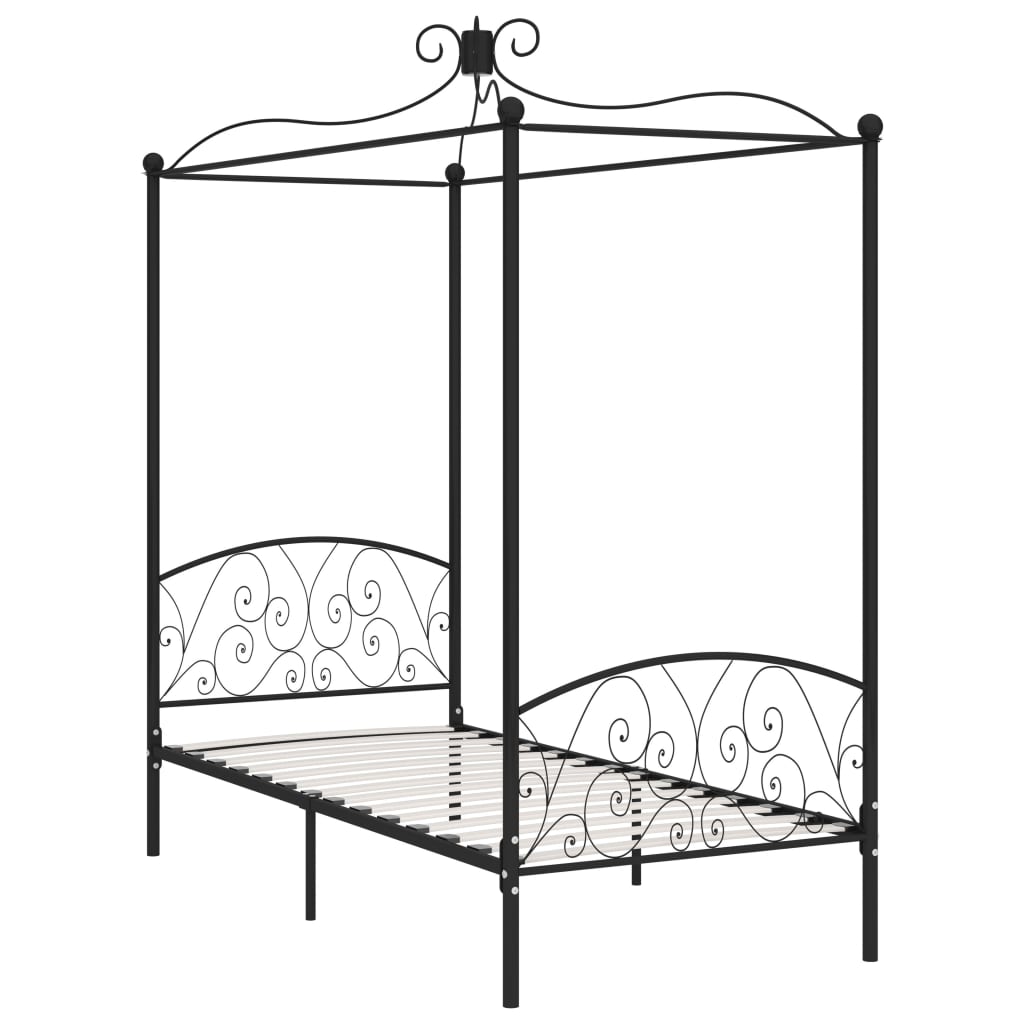 vidaXL Hemelbedframe metaal zwart 100x200 cm afbeelding