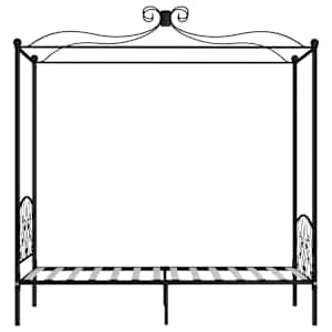 Rám postele s nebesy černý kovový 100 x 200 cm - obrázek 4