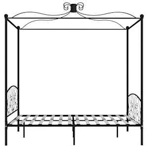 Rám postele s nebesy černý kovový 160 x 200 cm - obrázek 4