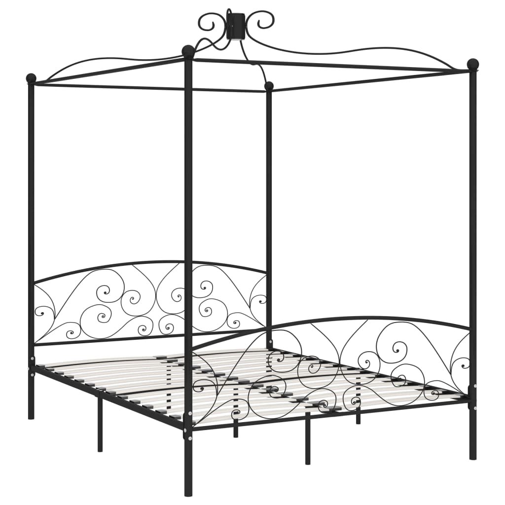 vidaXL Hemelbedframe metaal zwart 180x200 cm afbeelding