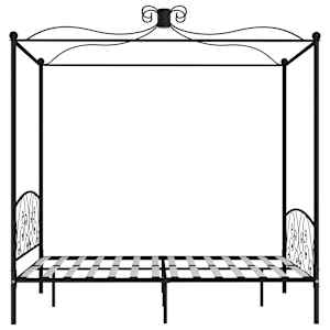Rám postele s nebesy černý kovový 180 x 200 cm - obrázek 4