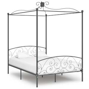 vidaXL baldahhiiniga voodiraam, hall, metall, 120 x 200 cm