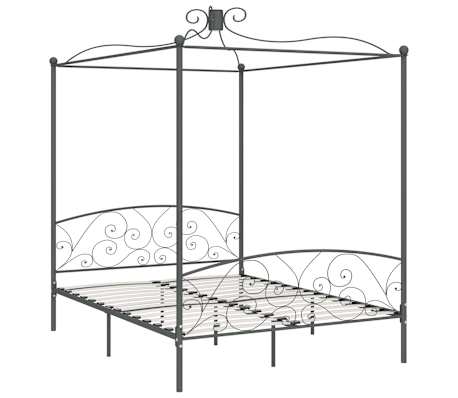 vidaXL Cadre de lit &agrave; baldaquin sans matelas gris m&eacute;tal 180x200 cm