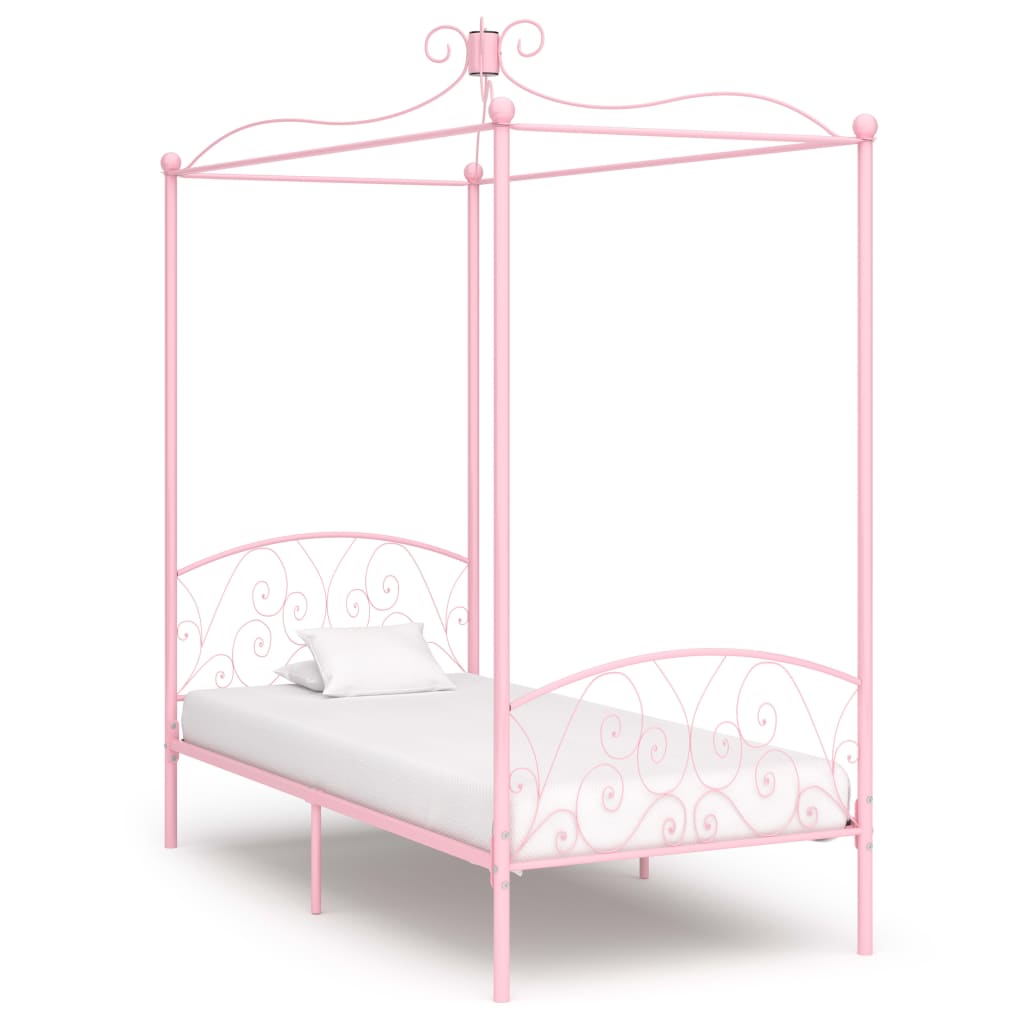 vidaXL sengestel til himmelseng 90 x 200 cm metal pink