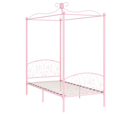vidaXL Himmelbett-Gestell Rosa Metall 90 x 200 cm