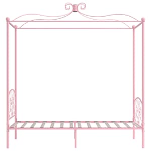 Rám postele s nebesy růžový kovový 90 x 200 cm - obrázek 4