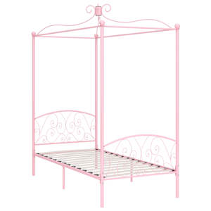 vidaXL Himmelbett-Gestell Rosa Metall 90 x 200 cm