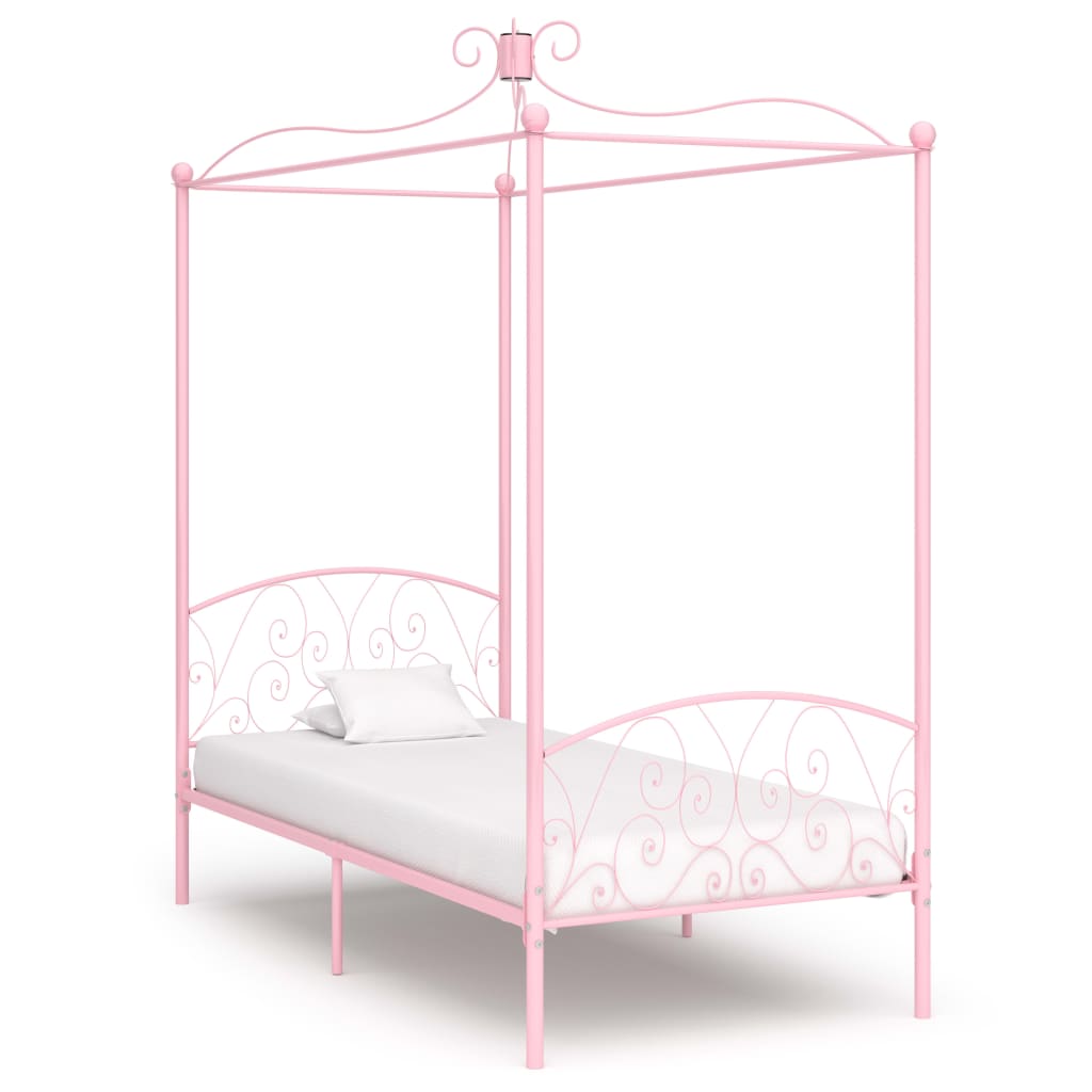 vidaXL sengestel til himmelseng 100 x 200 cm metal pink