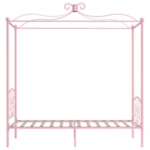 Rám postele s nebesy růžový kovový 100 x 200 cm - obrázek 4