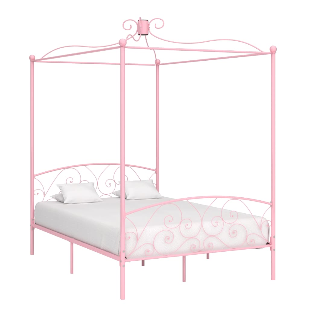 vidaXL sengestel til himmelseng 120 x 200 cm metal pink