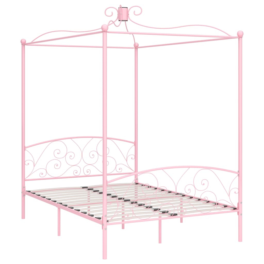 Thumbnail - vidaXL Himmelbett-Gestell Rosa Metall 120 x 200 cm