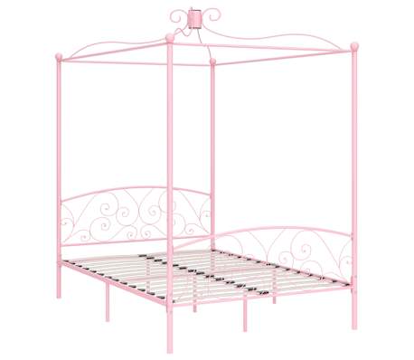 vidaXL Himmelsengeramme rosa metall 120x200 cm