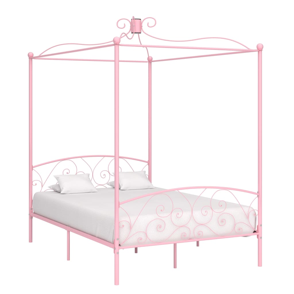 vidaXL sengestel til himmelseng 140 x 200 cm metal pink