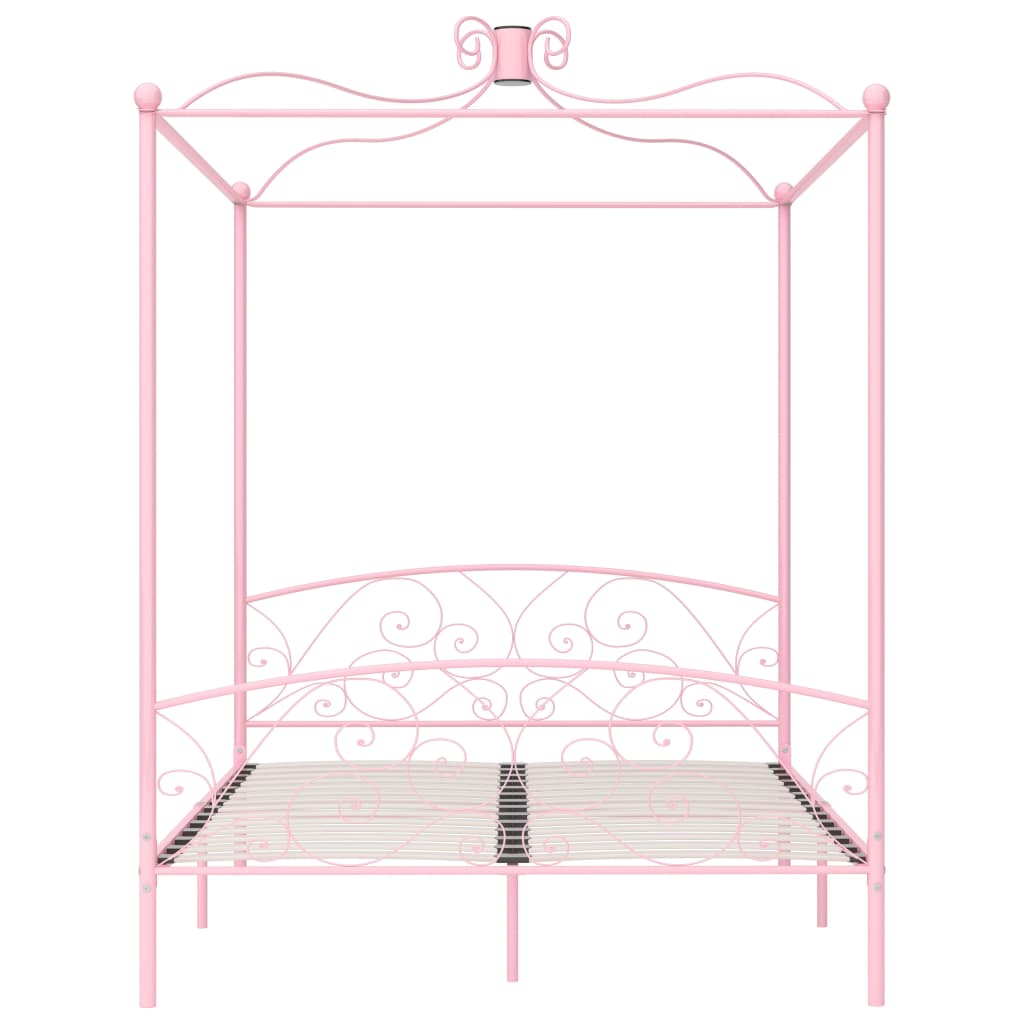 Thumbnail - vidaXL Himmelbett-Gestell Rosa Metall 160 x 200 cm