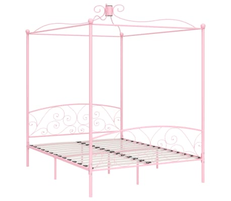 vidaXL Himmelsengeramme rosa metall 180x200 cm