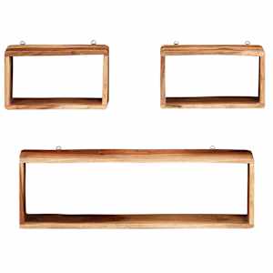 vidaXL Sieninių lentynų rinkinys, 3 dalių, dalbergijos masyvas