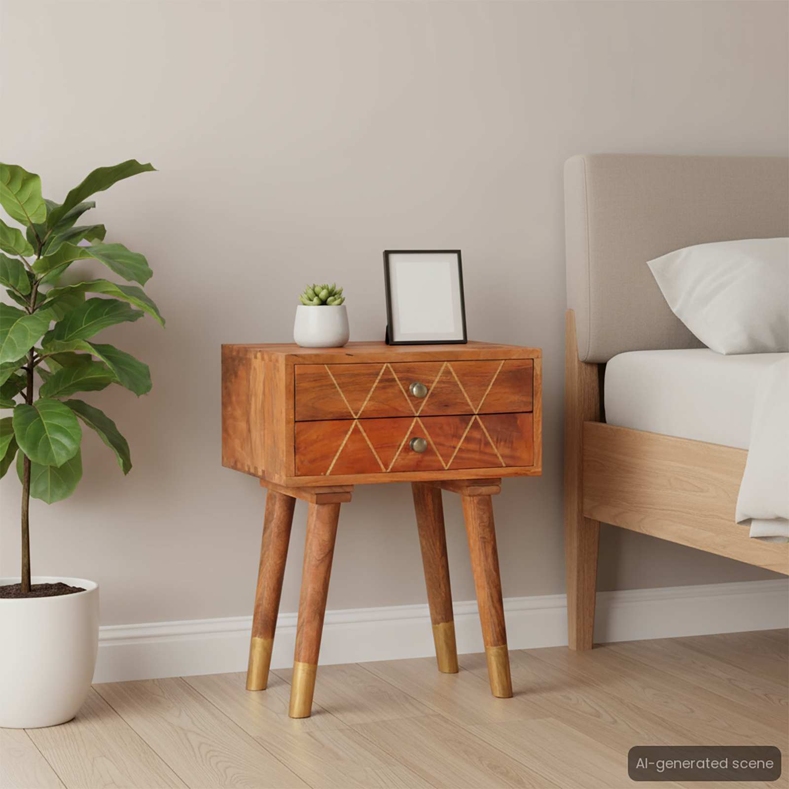 vidaXL Sängbord 43x30x58 cm massivt mangoträ