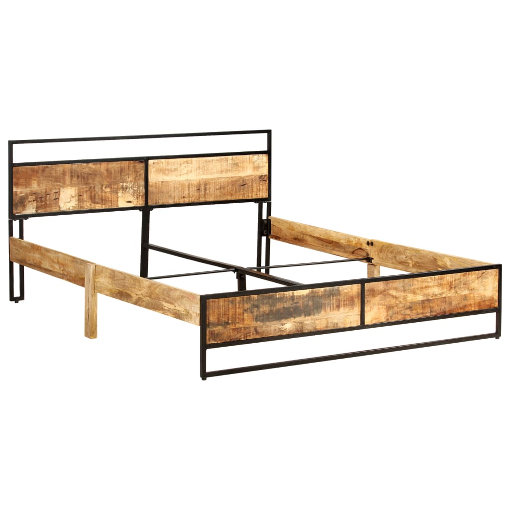 vidaXL Bed Frame Solid Rough Mango Wood 160x200 cm