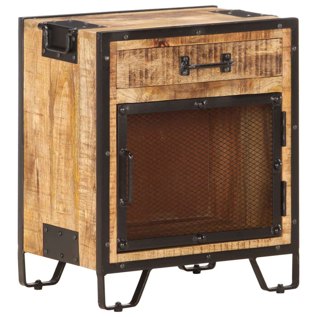 

vidaXL Bedside Cabinet 16.9"x11.8"x20.1" Solid Rough Mango Wood