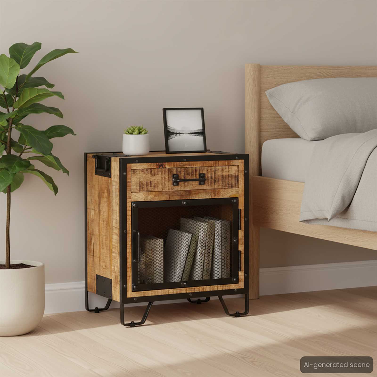 vidaXL Sängbord 43x30x51cm massivt robust mangoträ