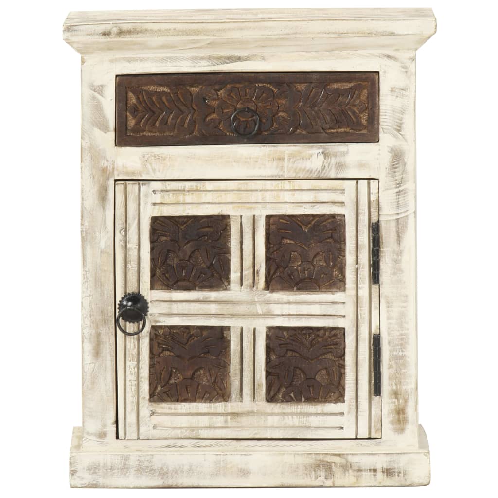 vidaXL Nachtkastje 40x30x50 cm massief mangohout wit afbeelding