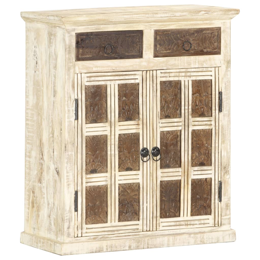 

vidaXL Sideboard White 25.6"x11.8"x29.5" Solid Mango Wood