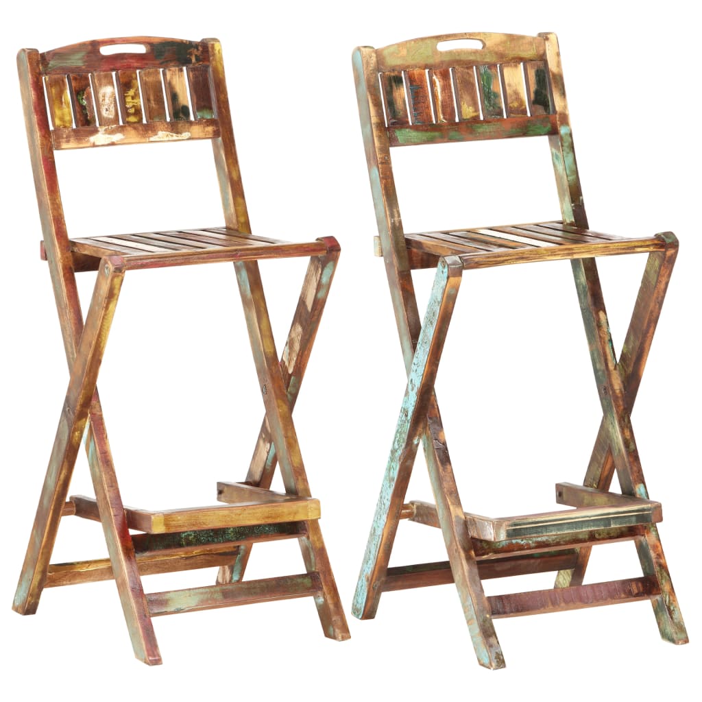 

vidaXL Folding Patio Bar Chairs 2 pcs Solid Reclaimed Wood