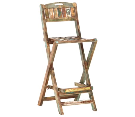 vidaXL Folding Outdoor Bar Chairs 2 pcs Solid Reclaimed Wood