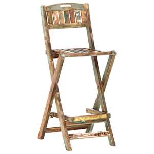 vidaXL Folding Outdoor Bar Chairs 2 pcs Solid Reclaimed Wood