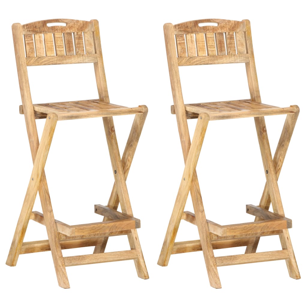 Skládací zahradní barové židle 2 ks masivní mangovníkové dřevo