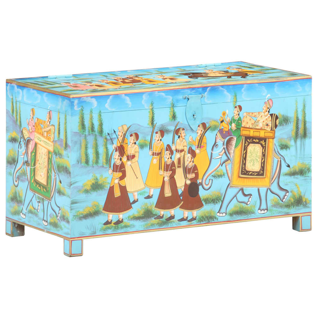 Opbergbox handgeschilderd 80x40x40 cm massief mangohout image 11