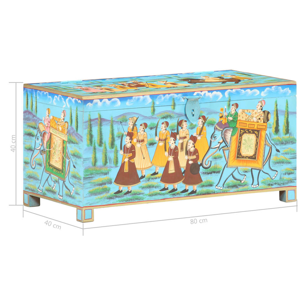 Opbergbox handgeschilderd 80x40x40 cm massief mangohout image 8