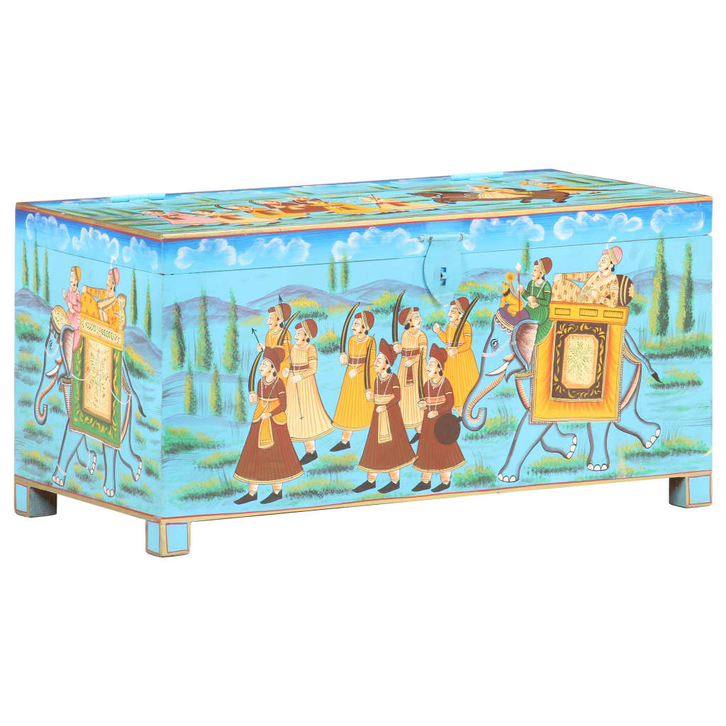 Opbergbox handgeschilderd 80x40x40 cm massief mangohout image 9